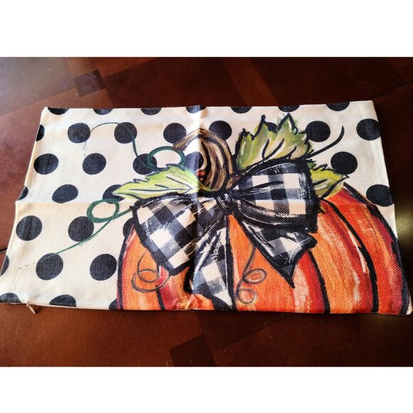 Pumpkin Decorative Pillow Cover Thanksgiving Farmhouse Cottage Fall Decor Plaid - Picture 2 of 7